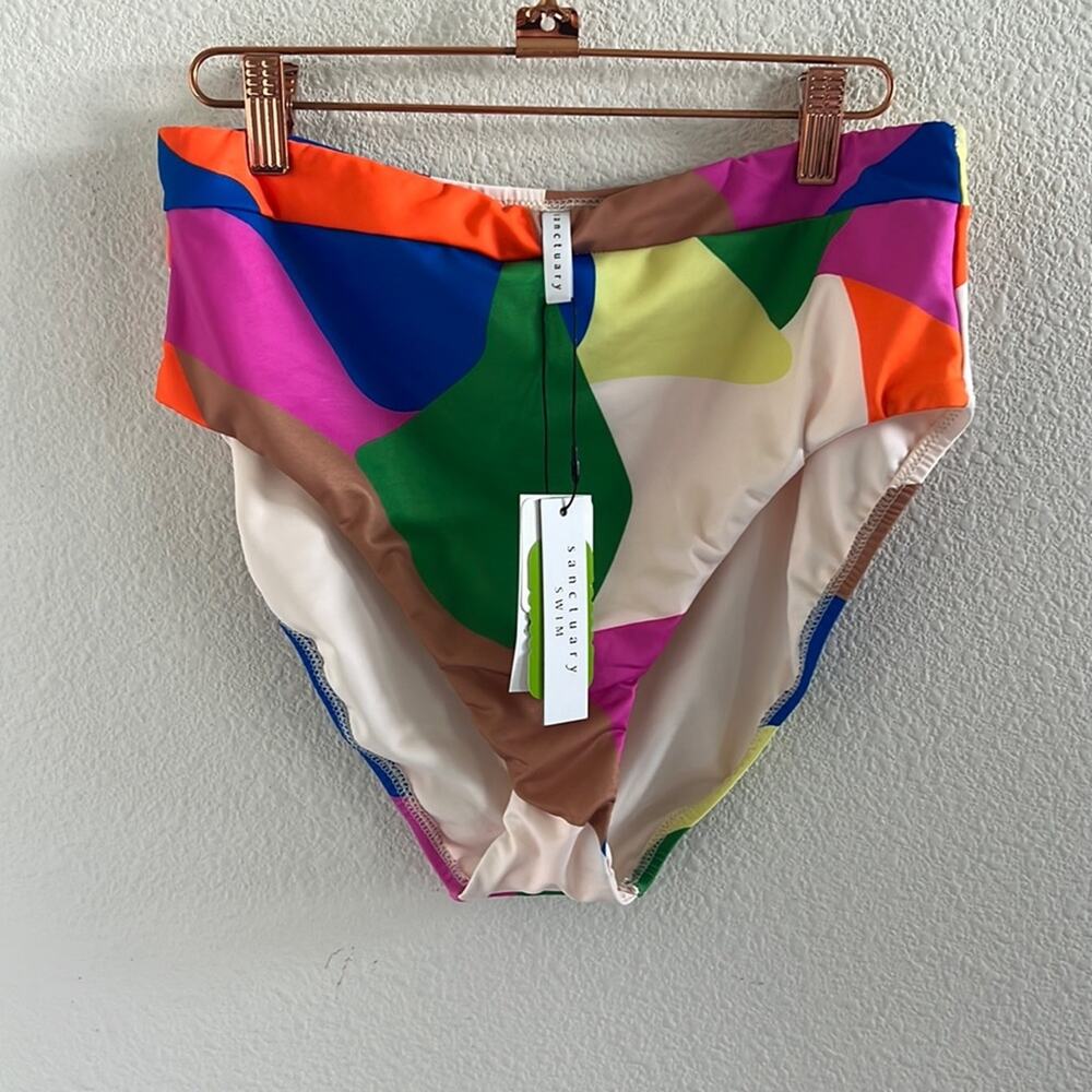 NWT Sanctuary Banded High Leg High Rise Bikini Swim Bottoms Large